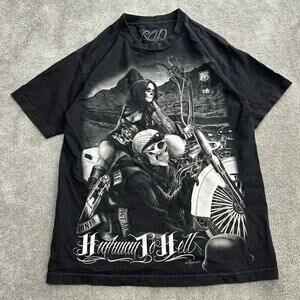 Y2k Ride or Die Graphic Black Tee Shirt Size Medium Biker Grunge 2000s
